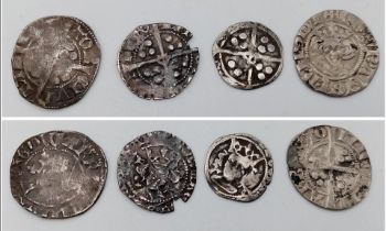 Four Different Silver Ancient British Hammered Coins. Please see photos for finer details and