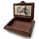 Early 1900's, superb Wooden Tobacco Box. The design and shape of this box is one so as to fit in