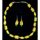 A rare, hand-made, vintage (probably mid 60s) very unusual, Murano glass necklace and matching