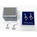 2X pairs of 925 silver crown and music note earrings. Come with a presentation boxes. Please see
