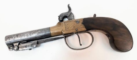 A Rare Mid 19th Century 54 Bore Boxlock Percussion Pistol with Quick-Release Bayonet! Makers mark of