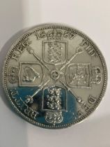 VICTORIAN SILVER DOUBLE FLORIN 1887. Having bold and raised definition to both sides, with very