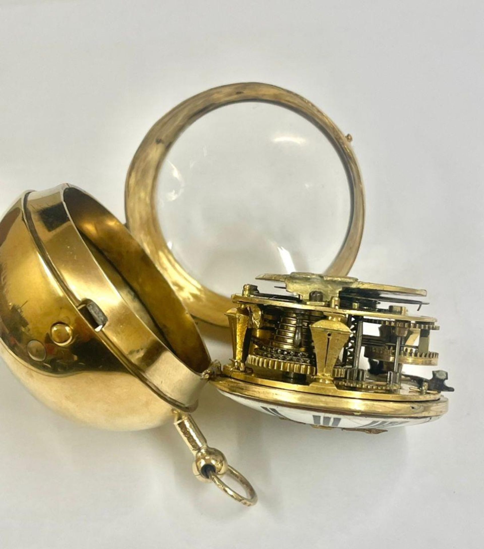 Rare 1600s Oignon single hand Pocket Watch, Girod Copet. French Gilt c1680, Ticks if touch the fly