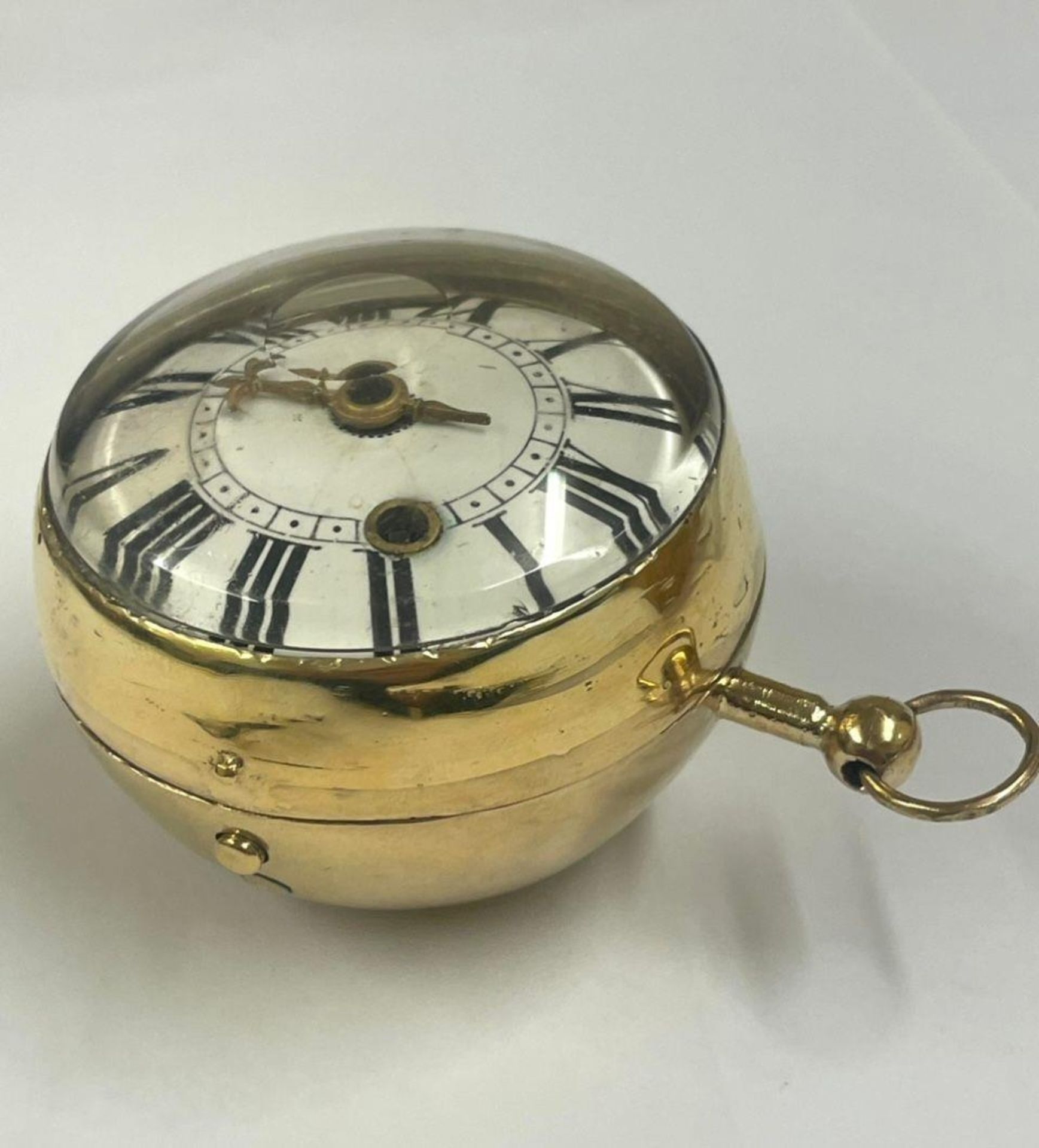 Rare 1600s Oignon single hand Pocket Watch, Girod Copet. French Gilt c1680, Ticks if touch the fly - Image 4 of 18