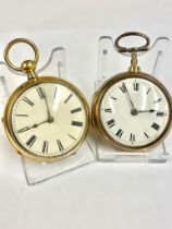 2x Gilt verge fusee pocket watch, one is in working order