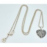 A 925 Silver Necklace with a Love Heart Pendant. Measures 58cm in length. Weight: 8.33g