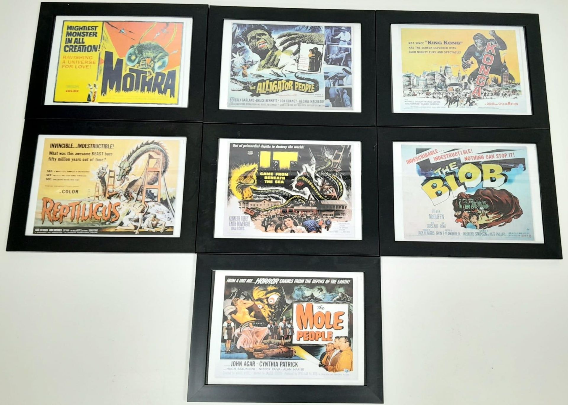 A Fabulous Kitsch Collection of Seven Framed Vintage Horror B Movie Mini Posters. Perfect for desk - Image 2 of 11