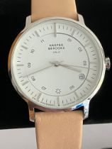 Ladies HARPER & BROOKS WRISTWATCH. Finished in silver tone stainless steel with cream Italian