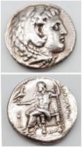 SILVER ALEXNADER THE THIRD, AKA ALEXANDER THE GREAT, TETRADRACHMS COIN. DATED 336BC - 290BC.