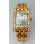 A Chopard 'Your Hour' 18K Yellow Gold and Diamond Ladies Tank Watch. 18K gold bracelet and case - 24