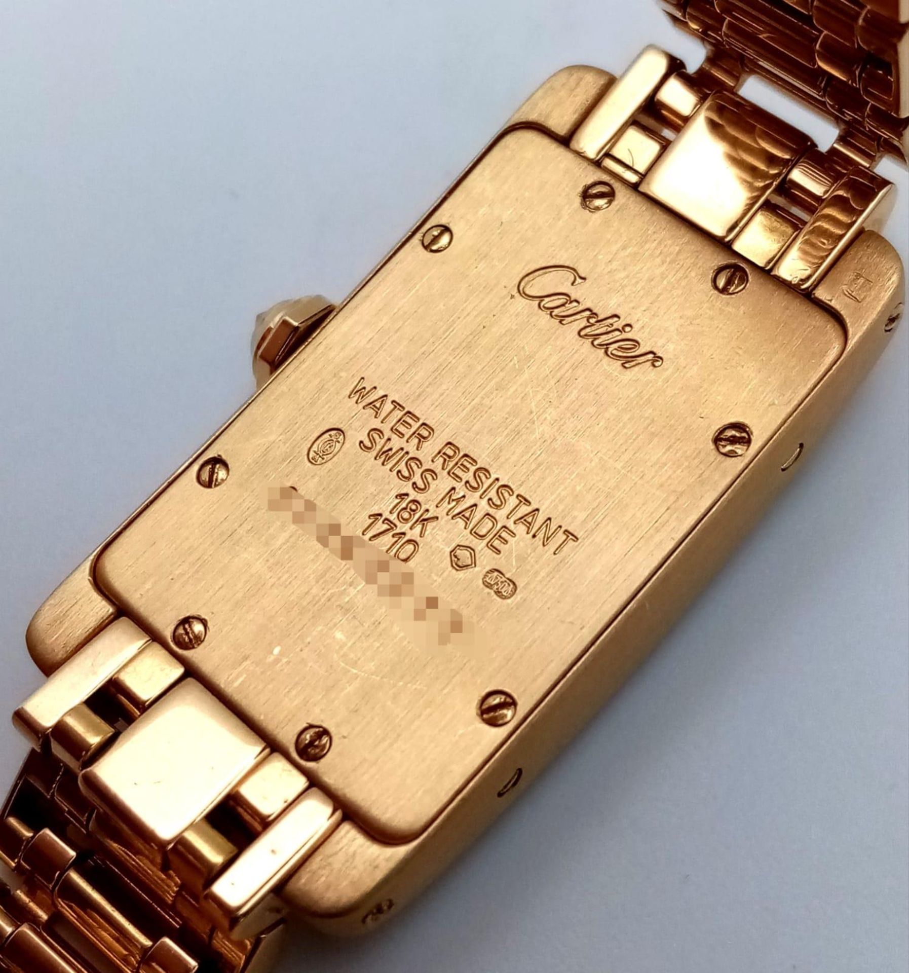 An 18K Gold and Diamond Cartier Tank Americaine Ladies Watch. 18K gold bracelet and case - 19mm - Image 5 of 8