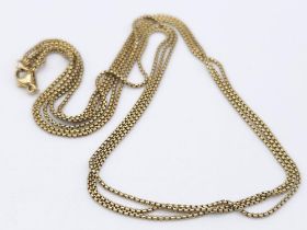 A Wonderful Vintage 18K Yellow Gold Three Row Intricate Square Link Necklace. 13.05g weight.