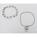 2X sterling silver bracelets: one with heart linked, the other one come with a heart padlock.