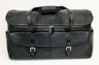 Birioni Black Leather Travel Tote Bag. Quality leather throughout, two stud release pocket and two