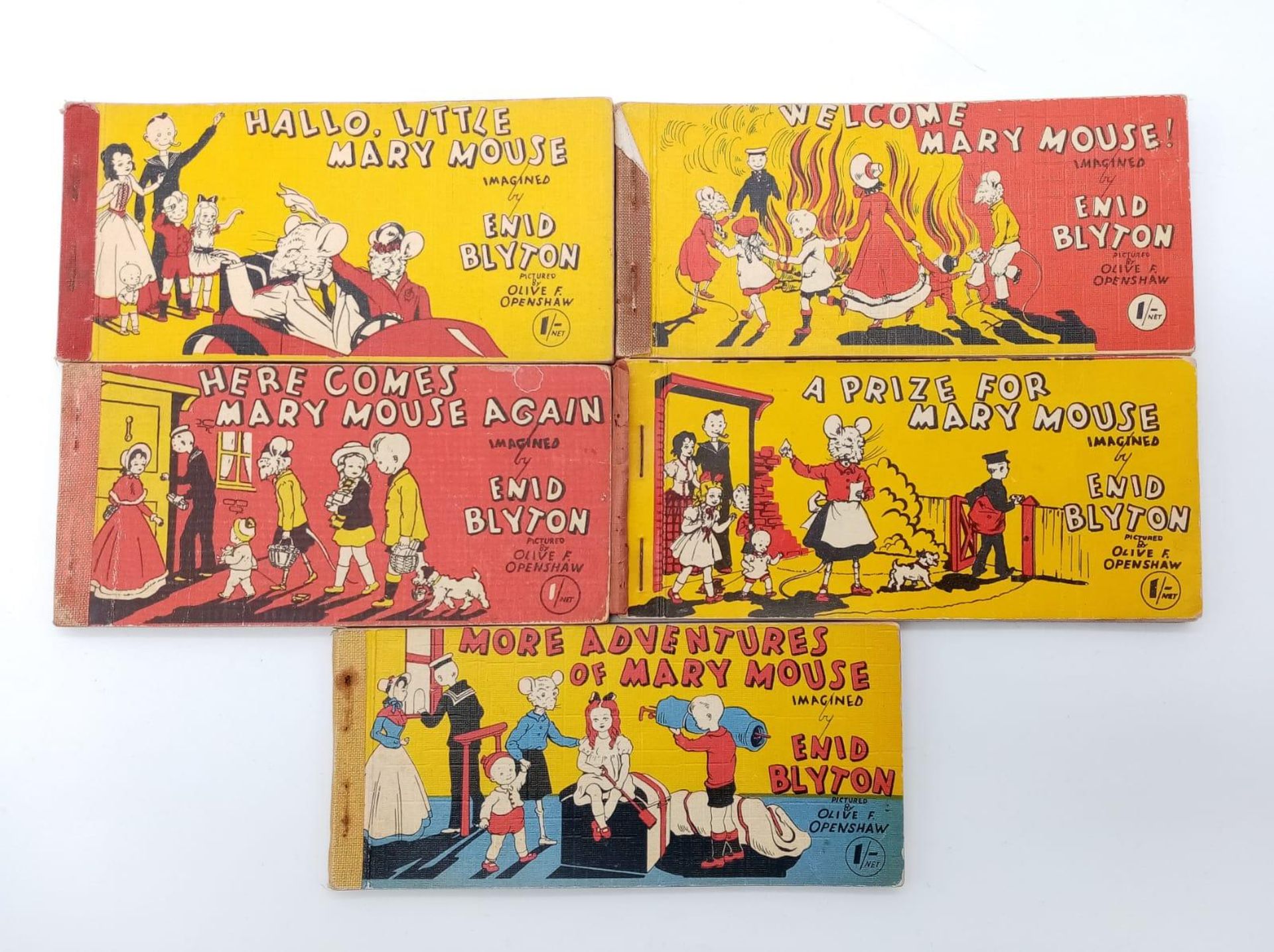 A collection of 5 rare 1950's Enid Blyton 'Mary Mouse' strip books. In really nice condition.