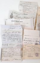 AN EXTREMELY INTERESTING PILE OF ORIGINAL BILLS AND RECEIPTS DATED 1868/69 FOUND IN THE ATTIC OF A