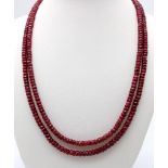 Sure to grab attention, this gorgeous double row Ruby beaded necklace with 925 Silver clasp makes