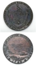 A Rare 1795 Half Penny Copper Token - Sir George Jackson - Payable at Bishops Stortford.