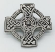 An Antique Cornish Celtic Cross Brooch - Made of Pewter.