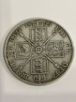 SILVER DOUBLE FLORIN 1890. In very fine condition, having bold and raised definition to both sides.