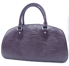 A Louis Vuitton Burgundy Jasmin Cassis Handbag. Epi leather exterior with two rolled leather