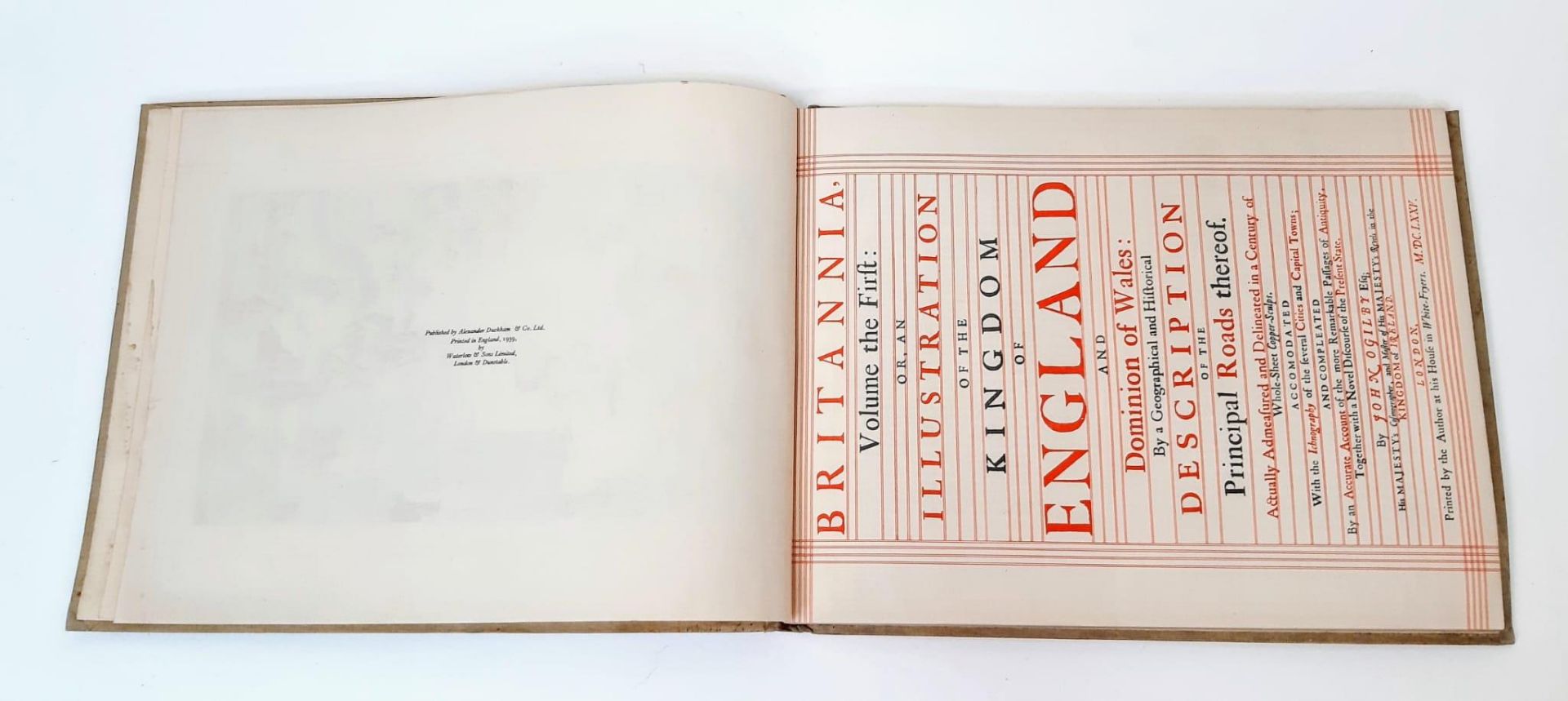 A 1939 REPRINT OF THE "BRITANNIA FIRST VOLUME OF THE KINGDOM OF ENGLAND AND THE DOMINION OF WALES" - Image 3 of 11