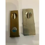 2 x Vintage SOLINGEN CIGAR CUTTERS to include GOLD PLATED with engine turned design, together with a