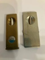 2 x Vintage SOLINGEN CIGAR CUTTERS to include GOLD PLATED with engine turned design, together with a