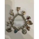 Vintage SILVER CHARM BRACELET Having some interesting and unusual Silver charms to include: Fancy