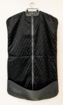 Birioni Black Leather Suit Cover Hanger Bag. Quality leather one side and patterned textile the