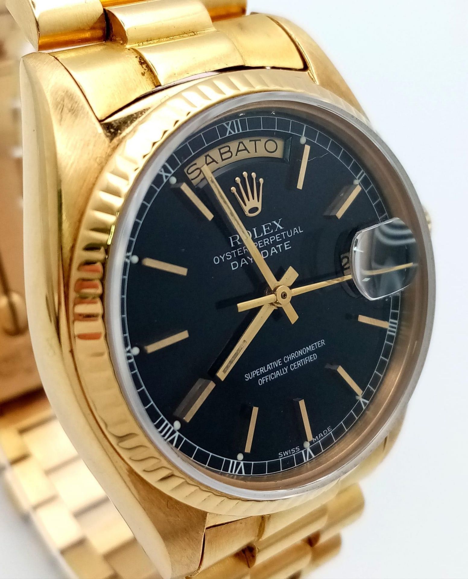 A Solid 18K Gold Rolex Oyster Perpetual Day-Date Gents Watch. 18k gold bracelet and case - 36mm. - Bild 3 aus 10