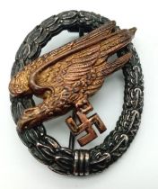 WW2 German Fallschirmjäger (Paratrooper) Qualification Badge. Maker: Assmann.