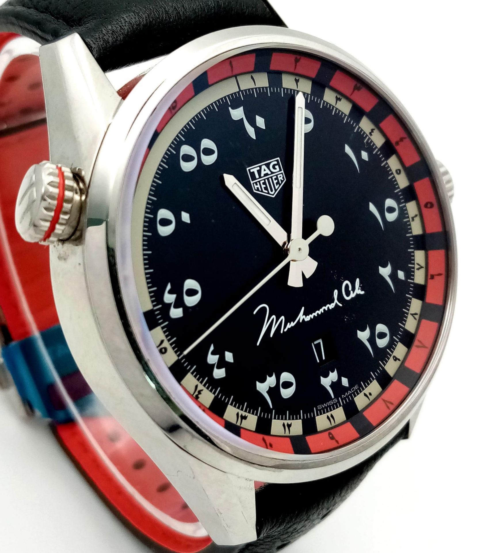 A TAG HEUER CARRERA LIMITED EDITION (MUHAMMED ALI) WATCH WITH ARABIC NUMERALS AND ON THE ORIGINAL - Image 3 of 7