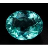 A 23ct Pale Blue Aquamarine Gemstone. Well faceted oval cut with a trillion base. No visible marks