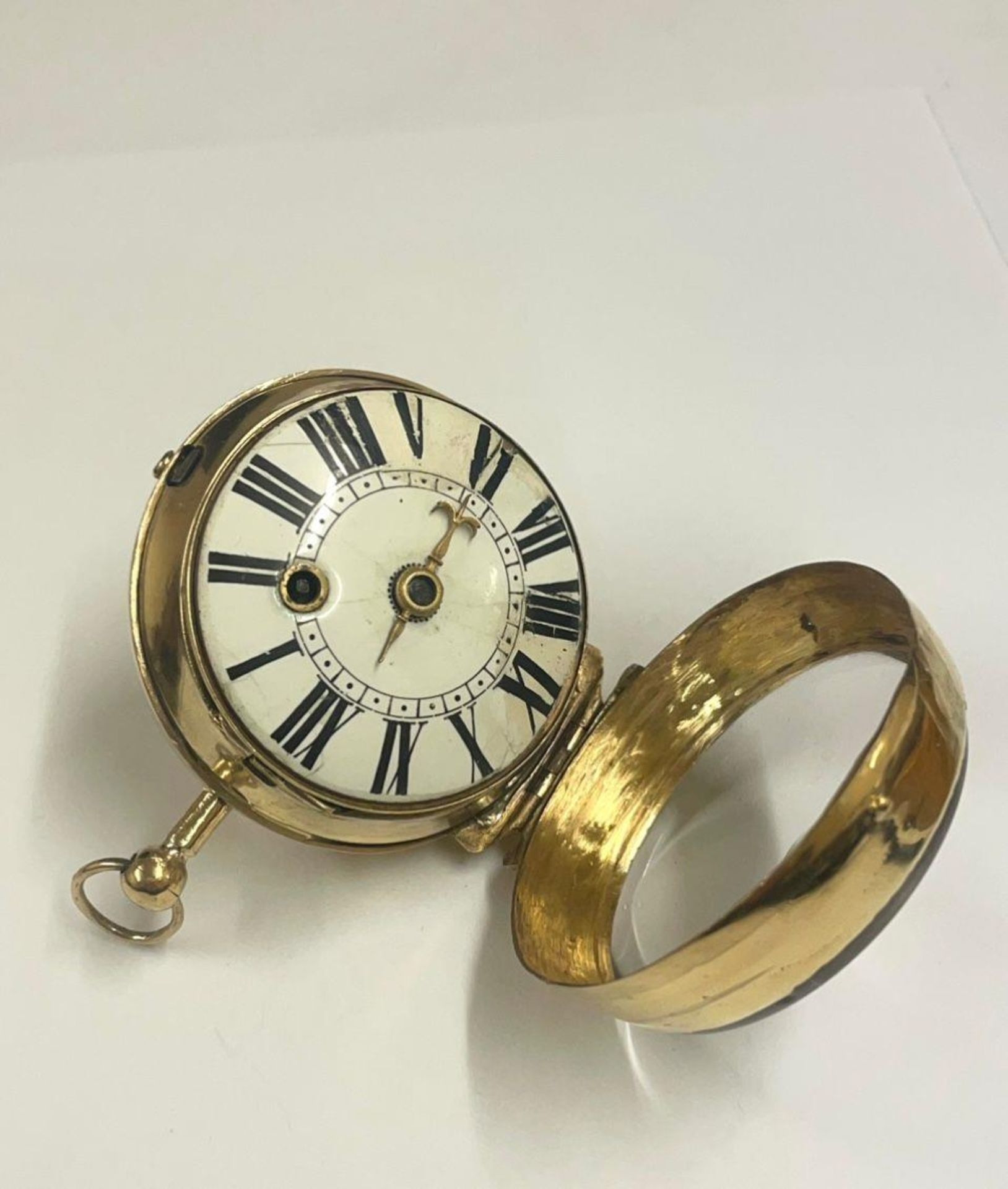 Rare 1600s Oignon single hand Pocket Watch, Girod Copet. French Gilt c1680, Ticks if touch the fly - Image 3 of 18