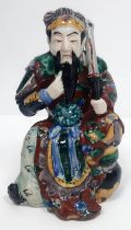 Superb Antique Chinese Figure, in Famille Verte Colours of a Sage of Chinese Official. Stands 18cm