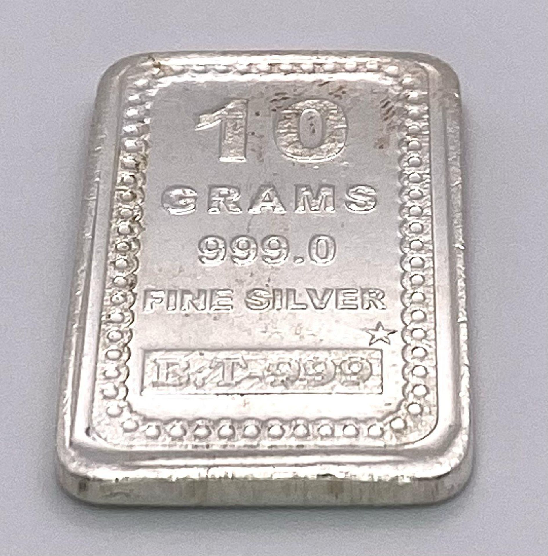 A 10G BAR OF FINE SILVER 999.0 Ref: SC 7010 - Image 2 of 3