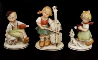 Three Hand-Made Vintage German Schaubach Kunst Children Porcelain Figures. All are marked Germany
