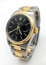 A Rolex Oyster Perpetual Datejust Bi-Metal Gents Watch. 18K gold and stainless steel bracelet and
