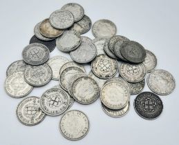 A Parcel of 40 Pre-1947 Silver Three Pences, All WW2 period dates 1939- 1944. 57.36 Grams.
