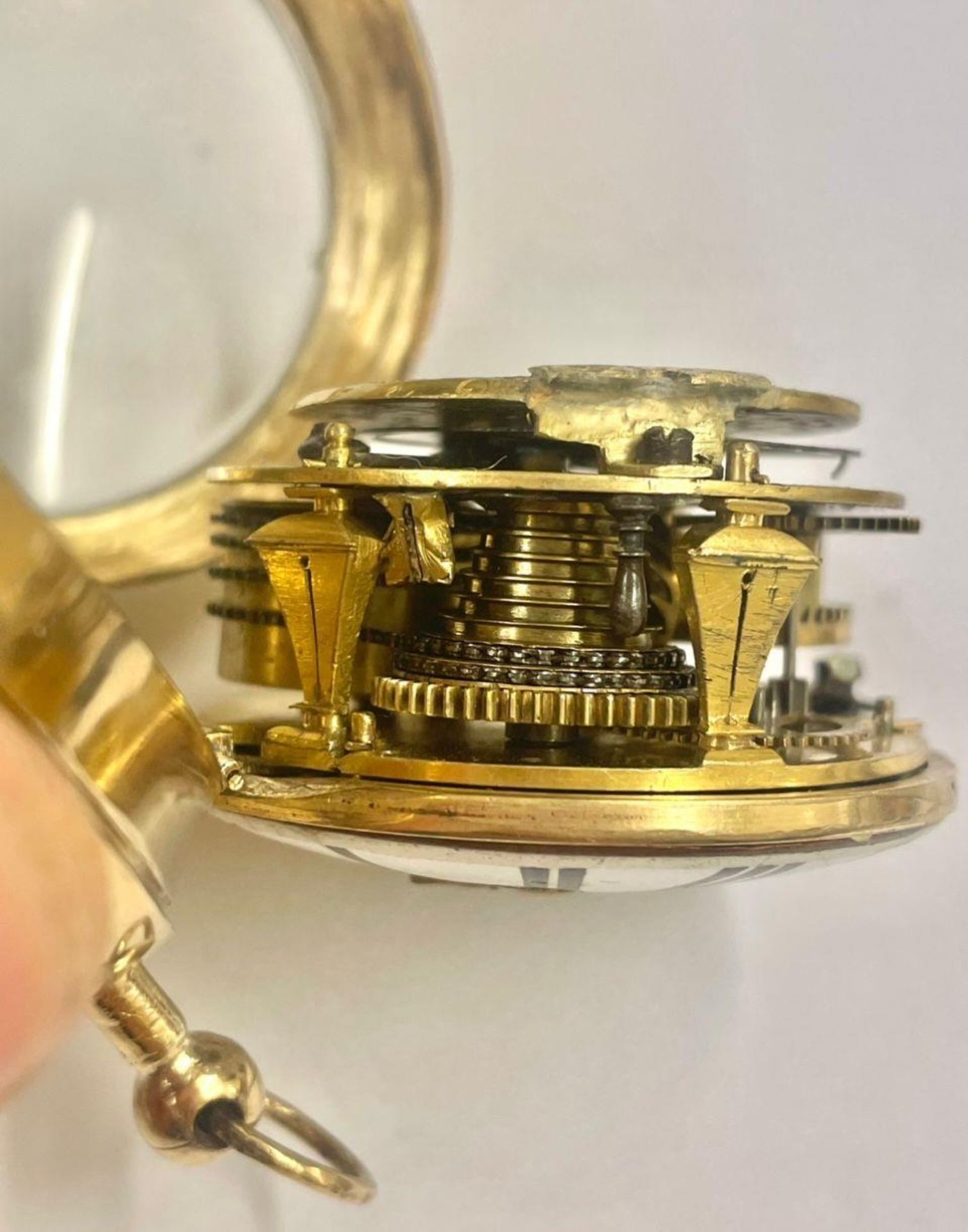 Rare 1600s Oignon single hand Pocket Watch, Girod Copet. French Gilt c1680, Ticks if touch the fly - Bild 6 aus 18