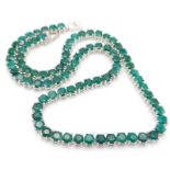 A iridescent Emerald gemstone, Sterling Silver, Tennis Necklace. Measures 42cm in length and