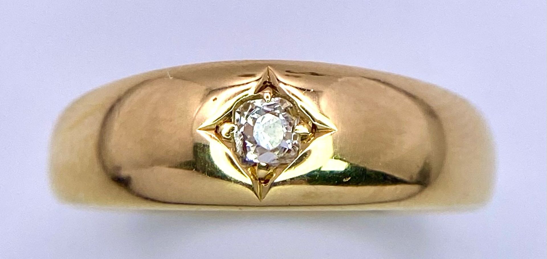 AN 18K GOLD ANTIQUE OLD CUT DIAMOND SET RING HALLMARKED BIRMINGHAM 1916 . 5.5gms size O - Bild 2 aus 4