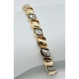 14K YELLOW GOLD DIAMOND SET BRACELET WITH APPROX 0.72CT DIAMONDS, WEIGHT 22.7G AND 19CM LONG