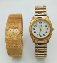 Two Very Good Condition Vintage Men’s & Lady’s Gold Tone Watches by Limit. Both are mechanical