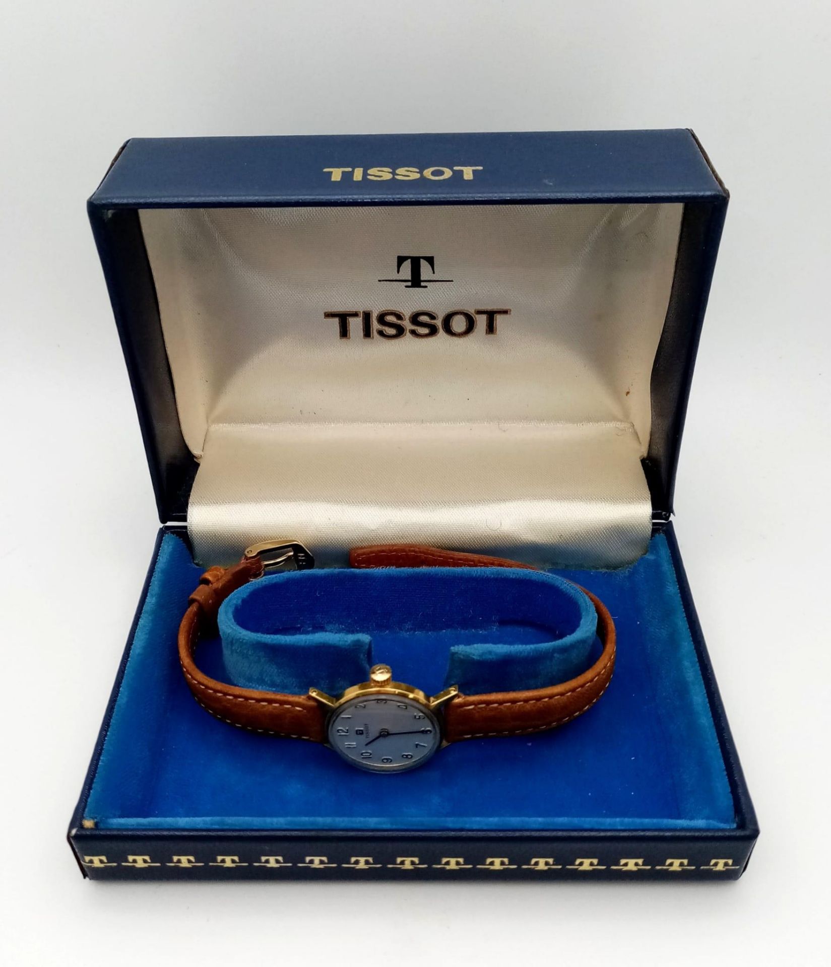 A Lovely Vintage 18K Gold Cased Tissot Ladies Watch. Brown leather strap. 18k gold inner - Image 6 of 6