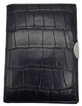 Brioni Black Crocodile Leather Unisex Wallet. Lovely soft leather exterior with silver tone