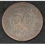 1916 Dated German prisoner of war (POW) 50 Pfennigs kriegsgfangenen lagergeld (war cash) currency,