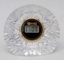 A Waterford Cut Glass Crystal Clock Paperweight. 7.5cm Tall. New Battery Fitted November 2023.