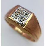 STAMPED 10K YELLOW GOLD DIMAOND SET SIGNET STYLE RING. WEIGHT: 3G SIZE W SC 5007